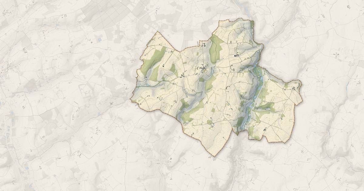 Portrait cartographique de Montreuil-le-Henri : relief, eau, forêts, bâti et voies, calculés à partir des données de l'IGN