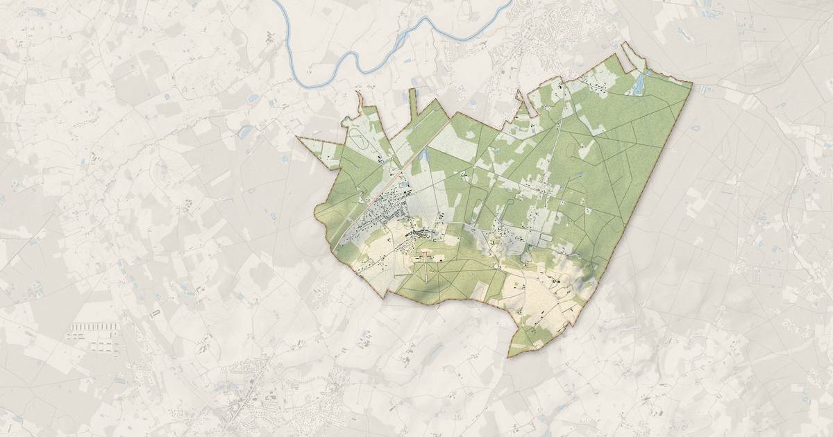Portrait cartographique de Parigné-le-Pôlin : relief, eau, forêts, bâti et voies, calculés à partir des données de l'IGN