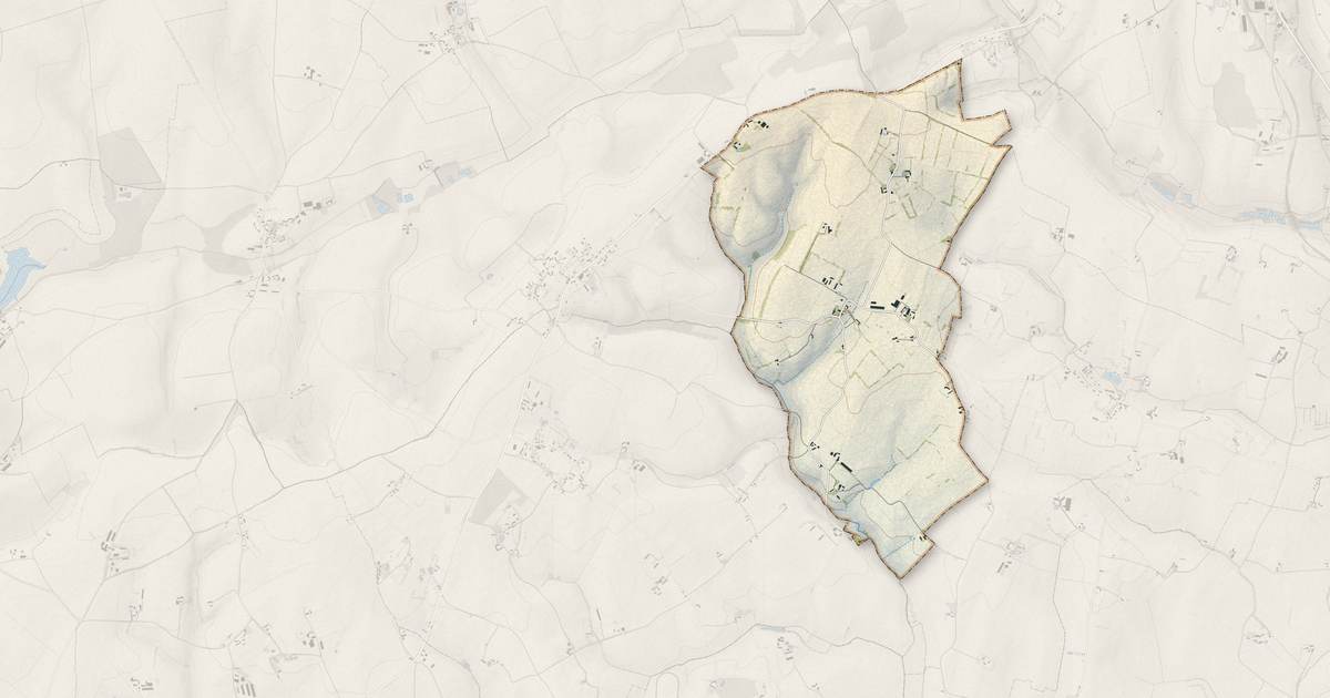 Portrait cartographique de Pizieux : relief, eau, forêts, bâti et voies, calculés à partir des données de l'IGN