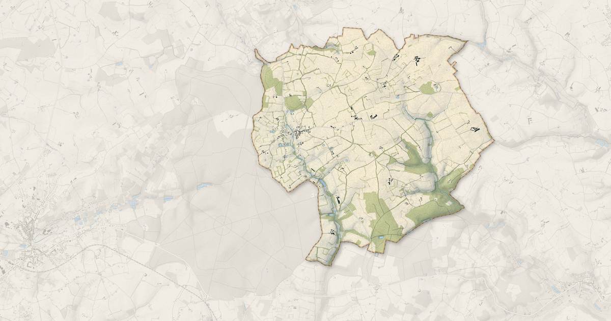 Portrait cartographique de Saint-Georges-du-Rosay : relief, eau, forêts, bâti et voies, calculés à partir des données de l'IGN
