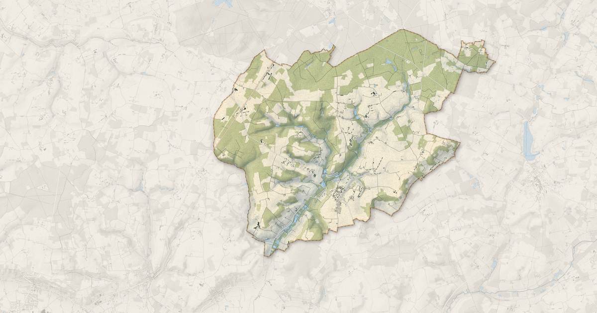 Portrait cartographique de Saint-Jean-de-la-Motte : relief, eau, forêts, bâti et voies, calculés à partir des données de l'IGN