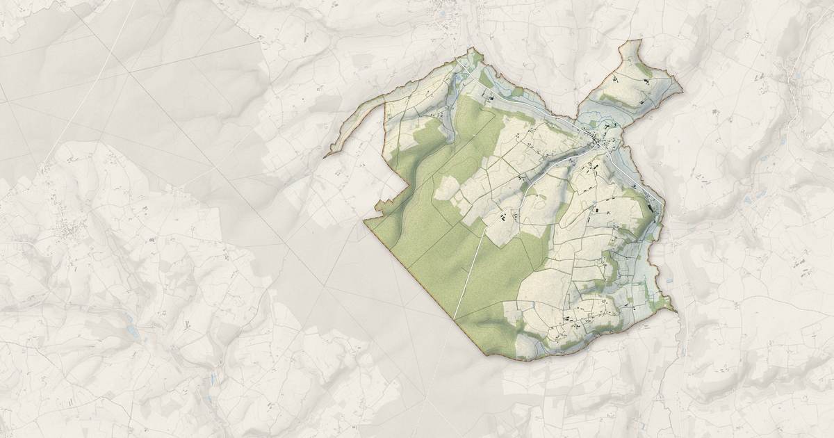 Portrait cartographique de Saint-Pierre-du-Lorouër : relief, eau, forêts, bâti et voies, calculés à partir des données de l'IGN