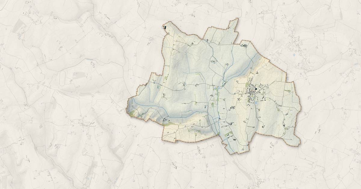 Portrait cartographique de Saint-Vincent-des-Prés : relief, eau, forêts, bâti et voies, calculés à partir des données de l'IGN