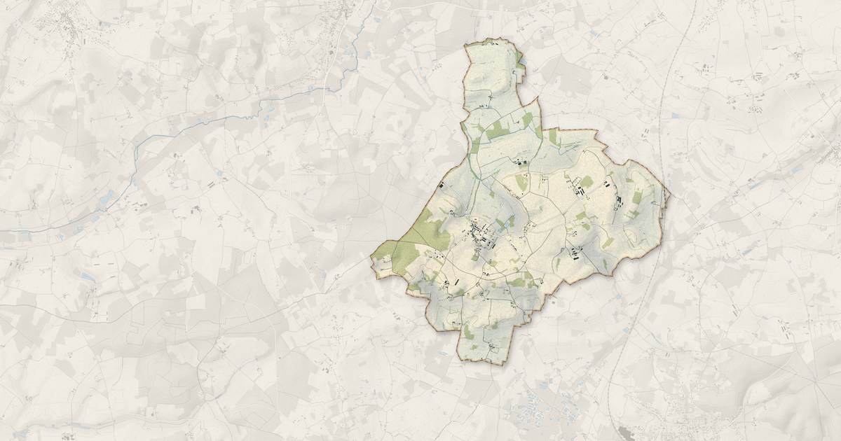 Portrait cartographique de Sarcé : relief, eau, forêts, bâti et voies, calculés à partir des données de l'IGN