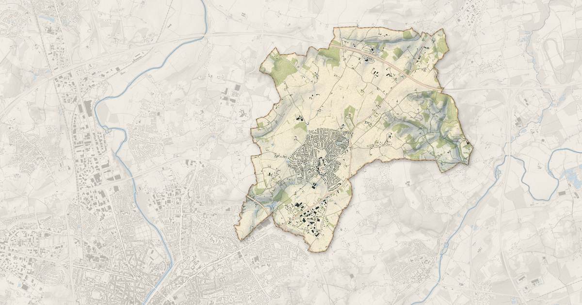 Portrait cartographique de Sargé-lès-le-Mans : relief, eau, forêts, bâti et voies, calculés à partir des données de l'IGN