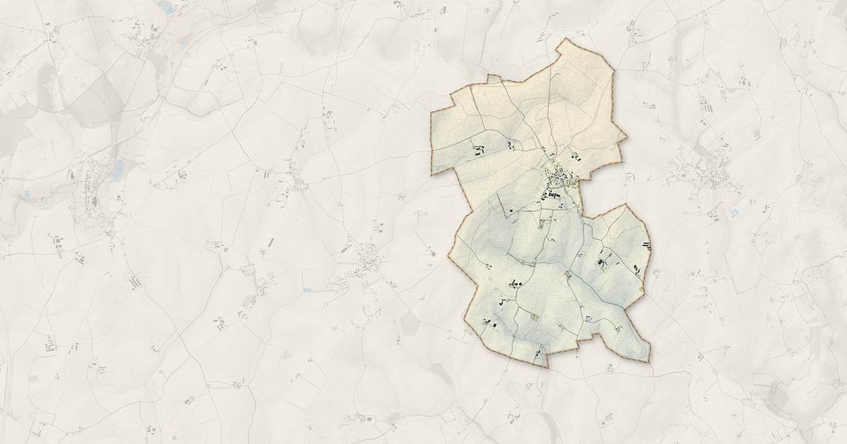 Portrait cartographique de Thoigné : relief, eau, forêts, bâti et voies, calculés à partir des données de l'IGN