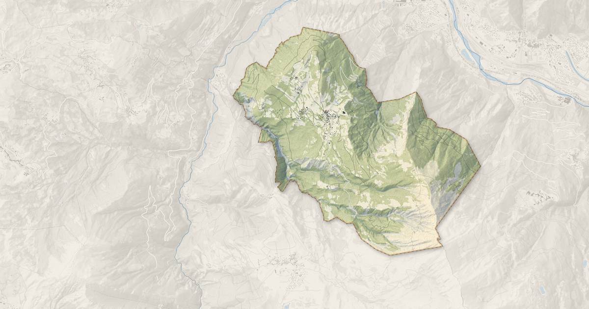 Portrait cartographique de Albiez-le-Jeune : relief, eau, forêts, bâti et voies, calculés à partir des données de l'IGN