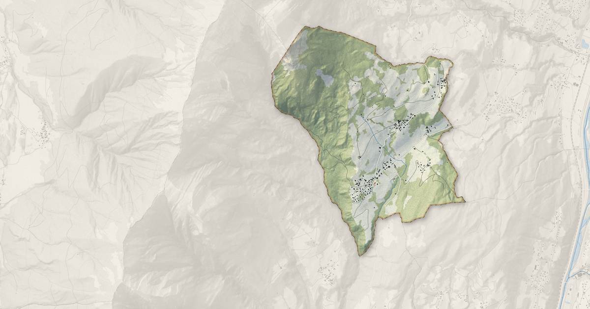 Portrait cartographique de Allondaz : relief, eau, forêts, bâti et voies, calculés à partir des données de l'IGN