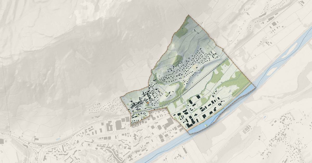Portrait cartographique de Arbin : relief, eau, forêts, bâti et voies, calculés à partir des données de l'IGN