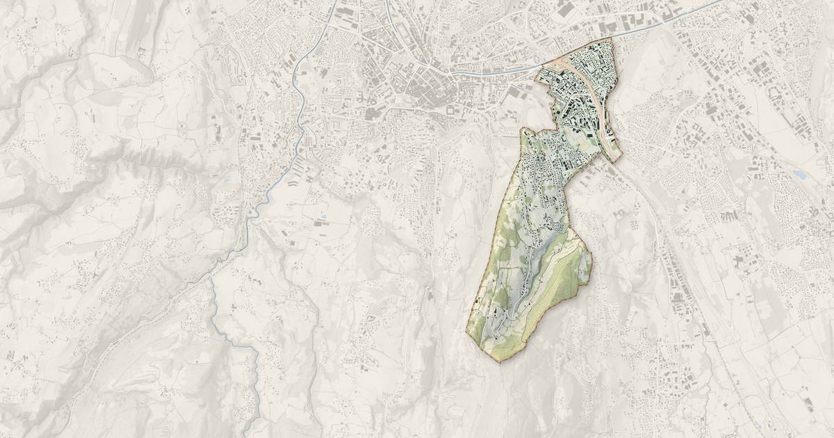Portrait cartographique de Barberaz : relief, eau, forêts, bâti et voies, calculés à partir des données de l'IGN