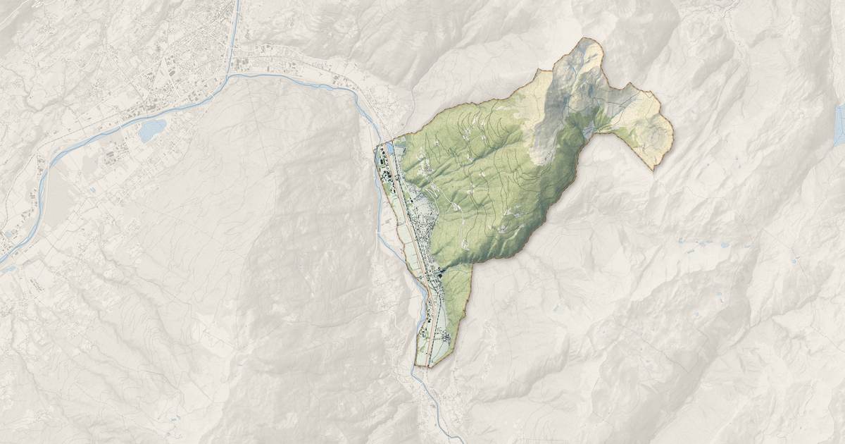 Portrait cartographique de La Bâthie : relief, eau, forêts, bâti et voies, calculés à partir des données de l'IGN