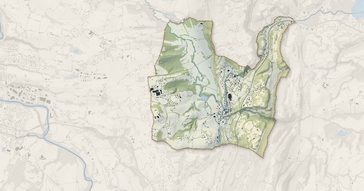 Portrait cartographique de La Bridoire : relief, eau, forêts, bâti et voies, calculés à partir des données de l'IGN