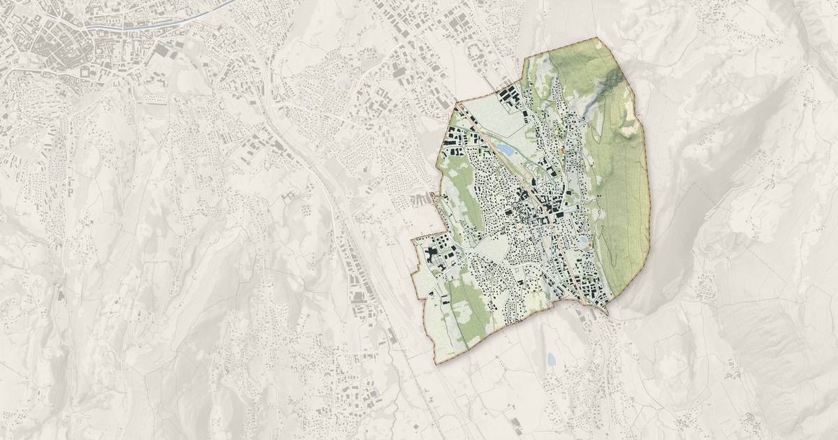 Portrait cartographique de Challes-les-Eaux : relief, eau, forêts, bâti et voies, calculés à partir des données de l'IGN