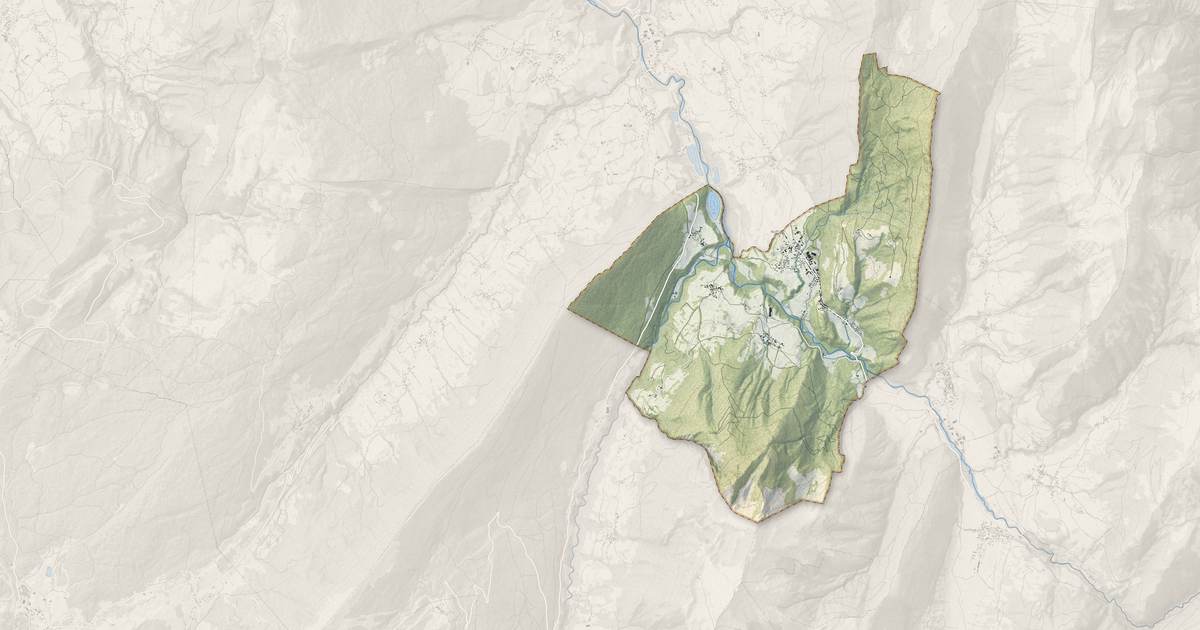 Portrait cartographique de Le Châtelard : relief, eau, forêts, bâti et voies, calculés à partir des données de l'IGN