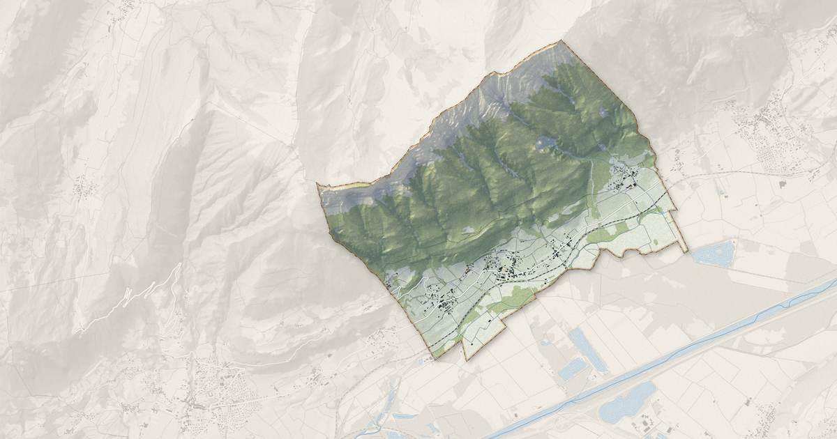 Portrait cartographique de Fréterive : relief, eau, forêts, bâti et voies, calculés à partir des données de l'IGN