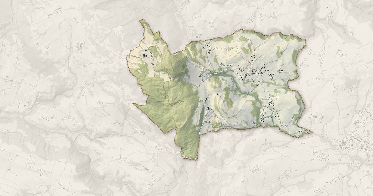Portrait cartographique de Gerbaix : relief, eau, forêts, bâti et voies, calculés à partir des données de l'IGN