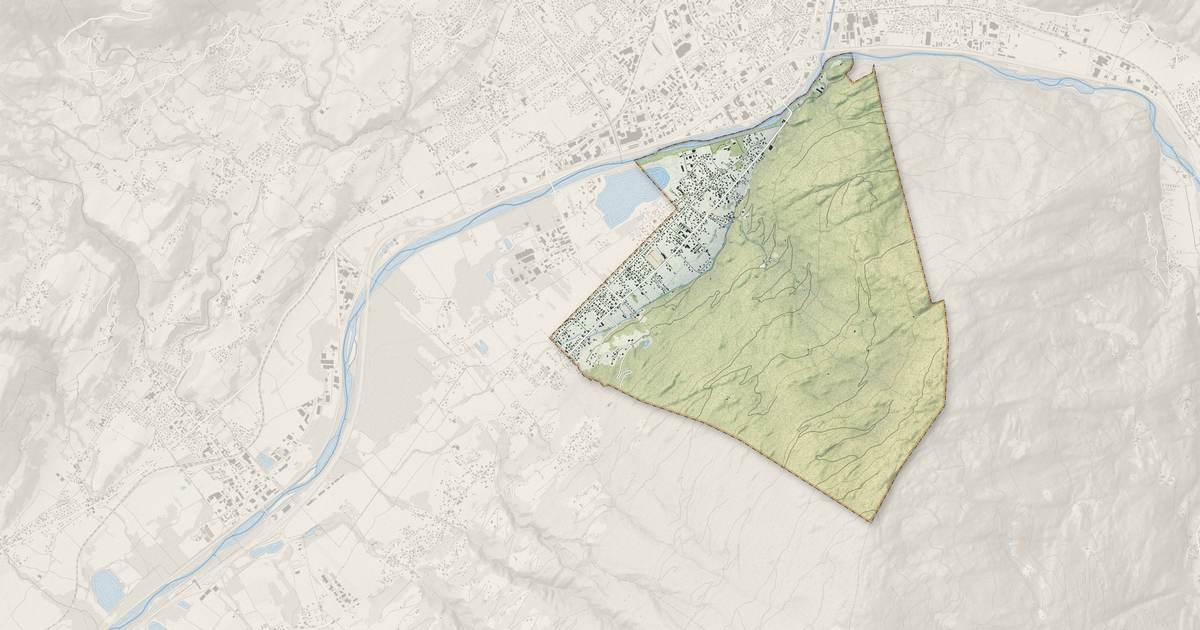 Portrait cartographique de Grignon : relief, eau, forêts, bâti et voies, calculés à partir des données de l'IGN