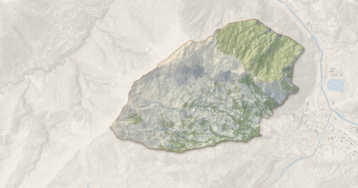 Portrait cartographique de Jarrier : relief, eau, forêts, bâti et voies, calculés à partir des données de l'IGN