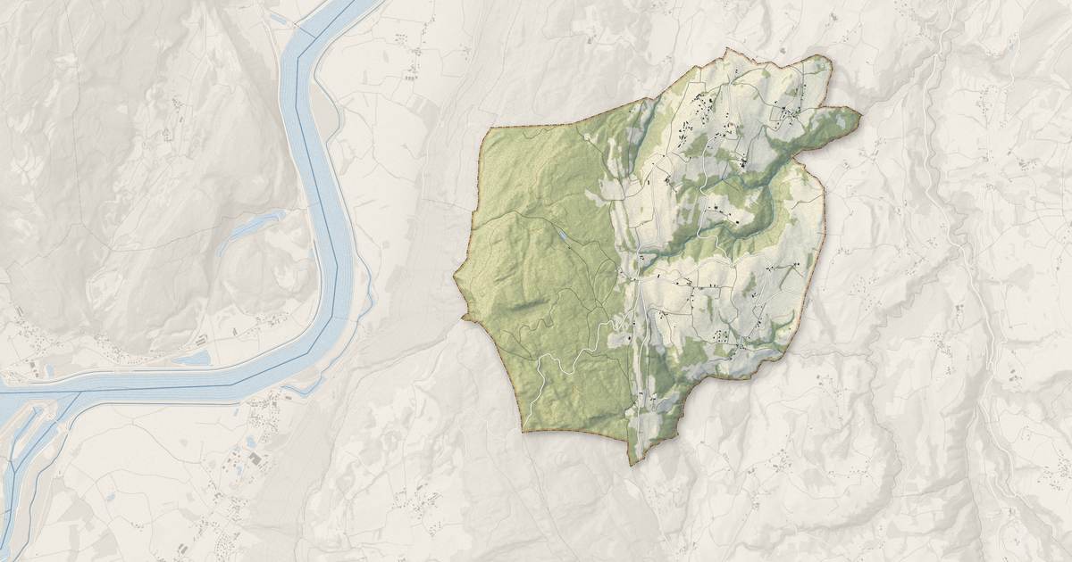 Portrait cartographique de Loisieux : relief, eau, forêts, bâti et voies, calculés à partir des données de l'IGN