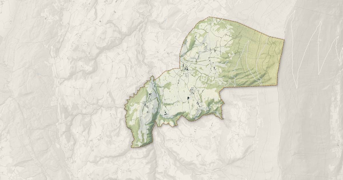 Portrait cartographique de Meyrieux-Trouet : relief, eau, forêts, bâti et voies, calculés à partir des données de l'IGN
