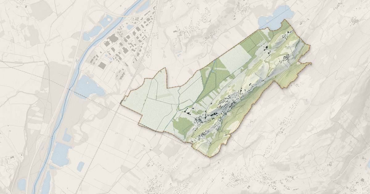 Portrait cartographique de Les Mollettes : relief, eau, forêts, bâti et voies, calculés à partir des données de l'IGN