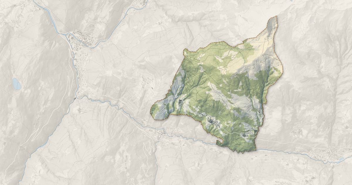 Portrait cartographique de Montagny : relief, eau, forêts, bâti et voies, calculés à partir des données de l'IGN
