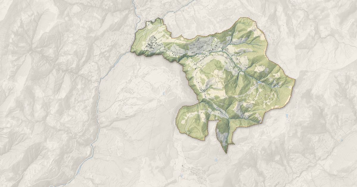 Portrait cartographique de Notre-Dame-de-Bellecombe : relief, eau, forêts, bâti et voies, calculés à partir des données de l'IGN