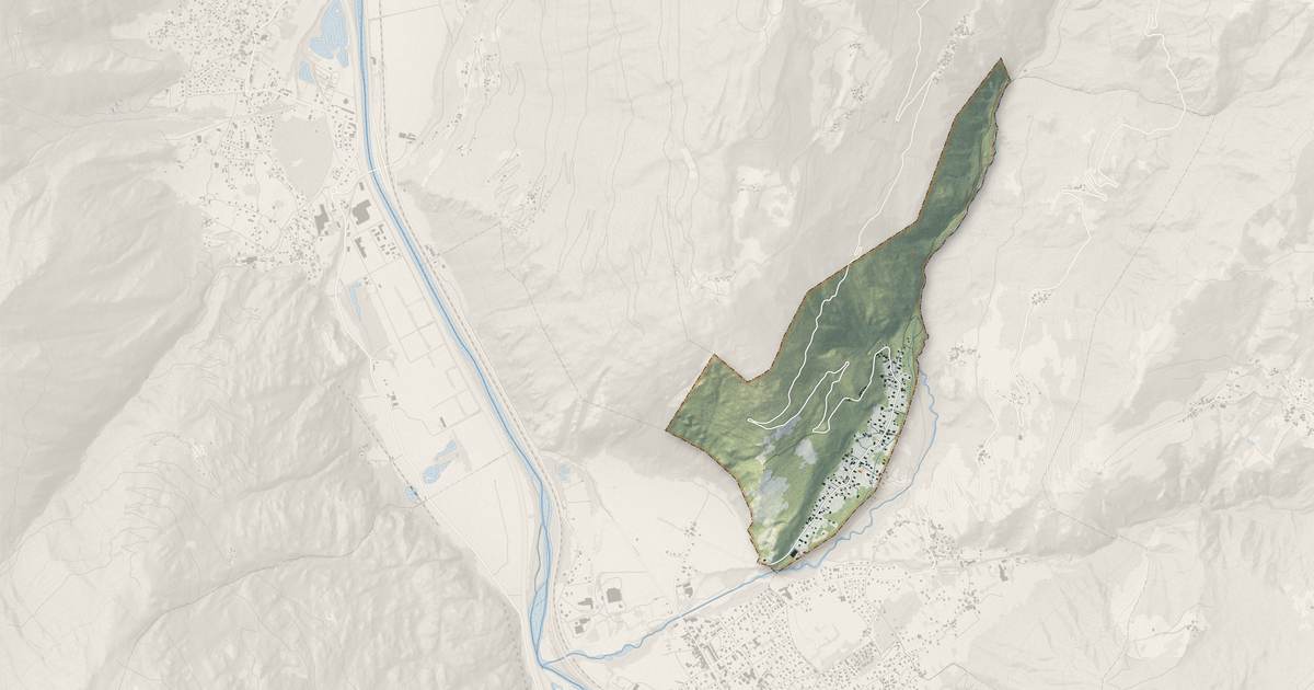 Portrait cartographique de Notre-Dame-du-Cruet : relief, eau, forêts, bâti et voies, calculés à partir des données de l'IGN