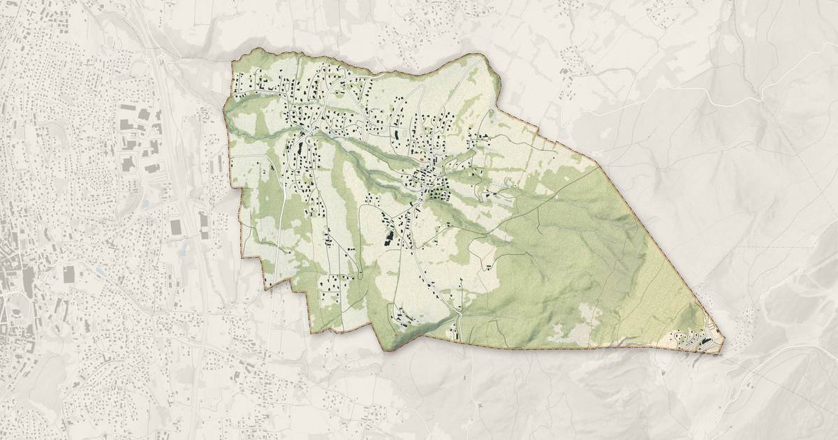 Portrait cartographique de Pugny-Chatenod : relief, eau, forêts, bâti et voies, calculés à partir des données de l'IGN