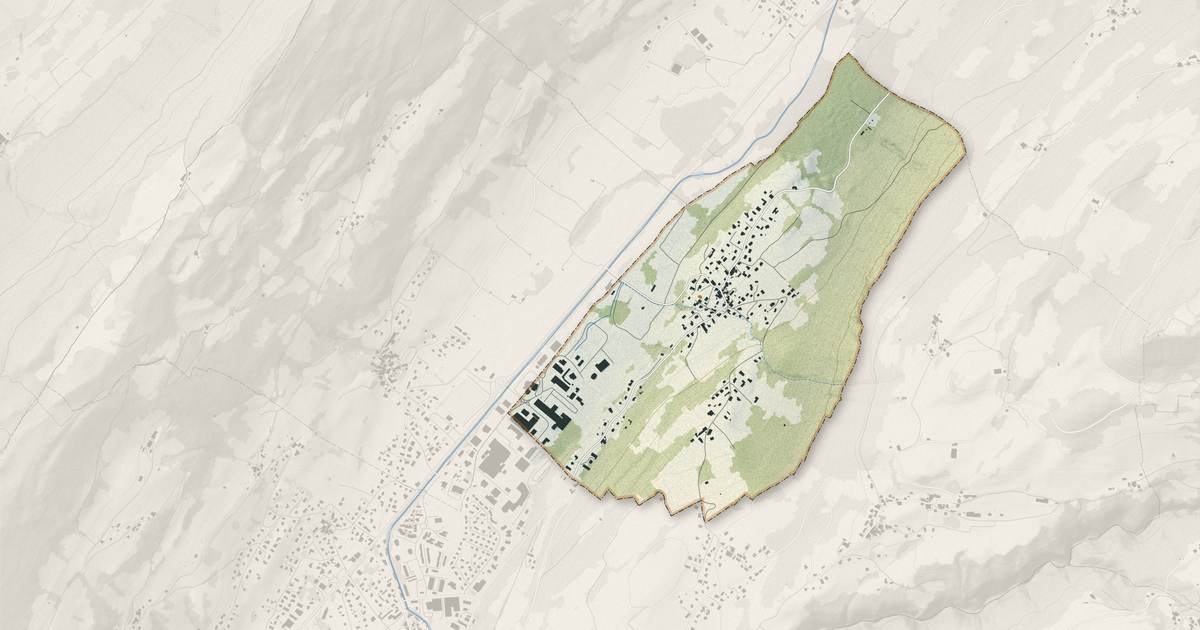 Portrait cartographique de Rotherens : relief, eau, forêts, bâti et voies, calculés à partir des données de l'IGN