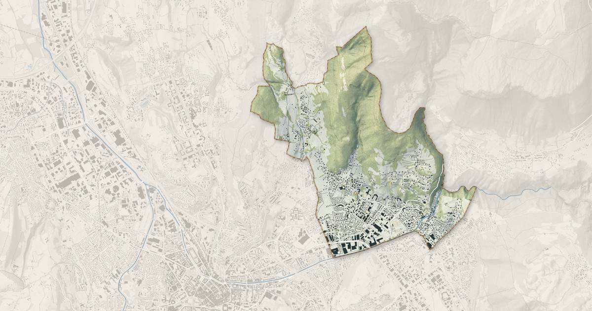 Portrait cartographique de Saint-Alban-Leysse : relief, eau, forêts, bâti et voies, calculés à partir des données de l'IGN