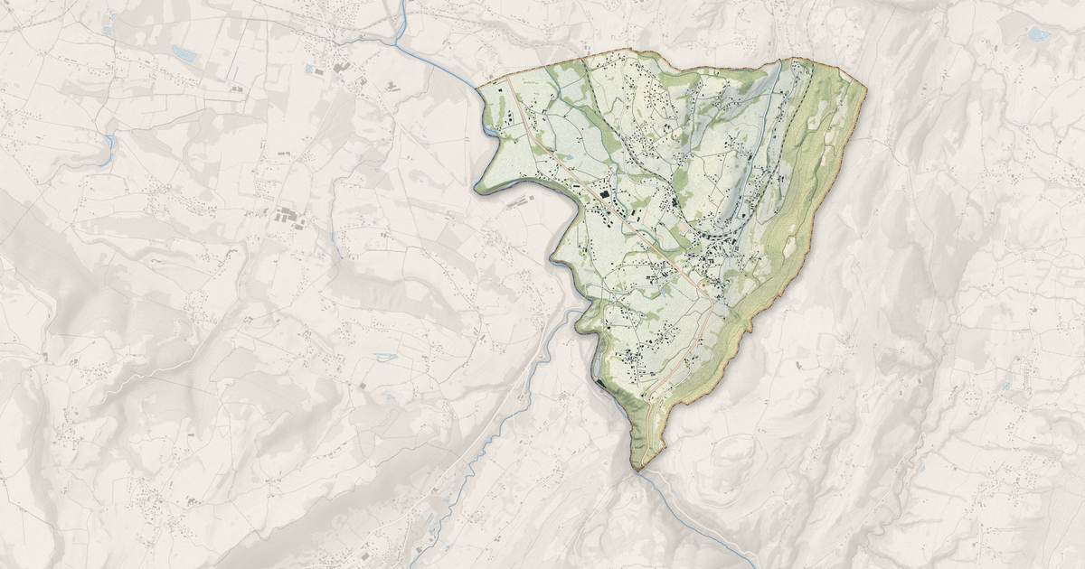 Portrait cartographique de Saint-Béron : relief, eau, forêts, bâti et voies, calculés à partir des données de l'IGN