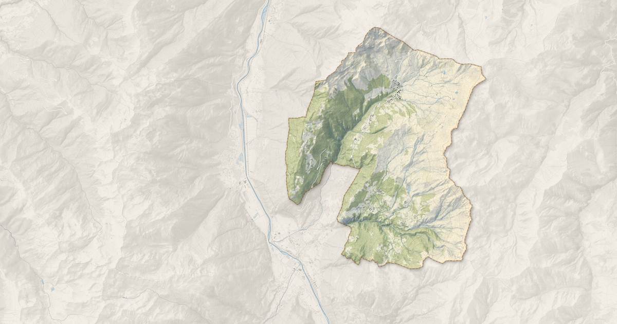 Portrait cartographique de Saint François Longchamp : relief, eau, forêts, bâti et voies, calculés à partir des données de l'IGN