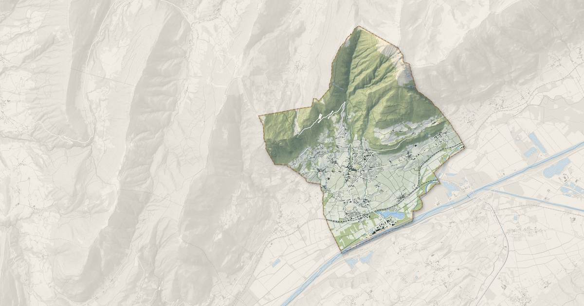 Portrait cartographique de Saint-Pierre-d'Albigny : relief, eau, forêts, bâti et voies, calculés à partir des données de l'IGN