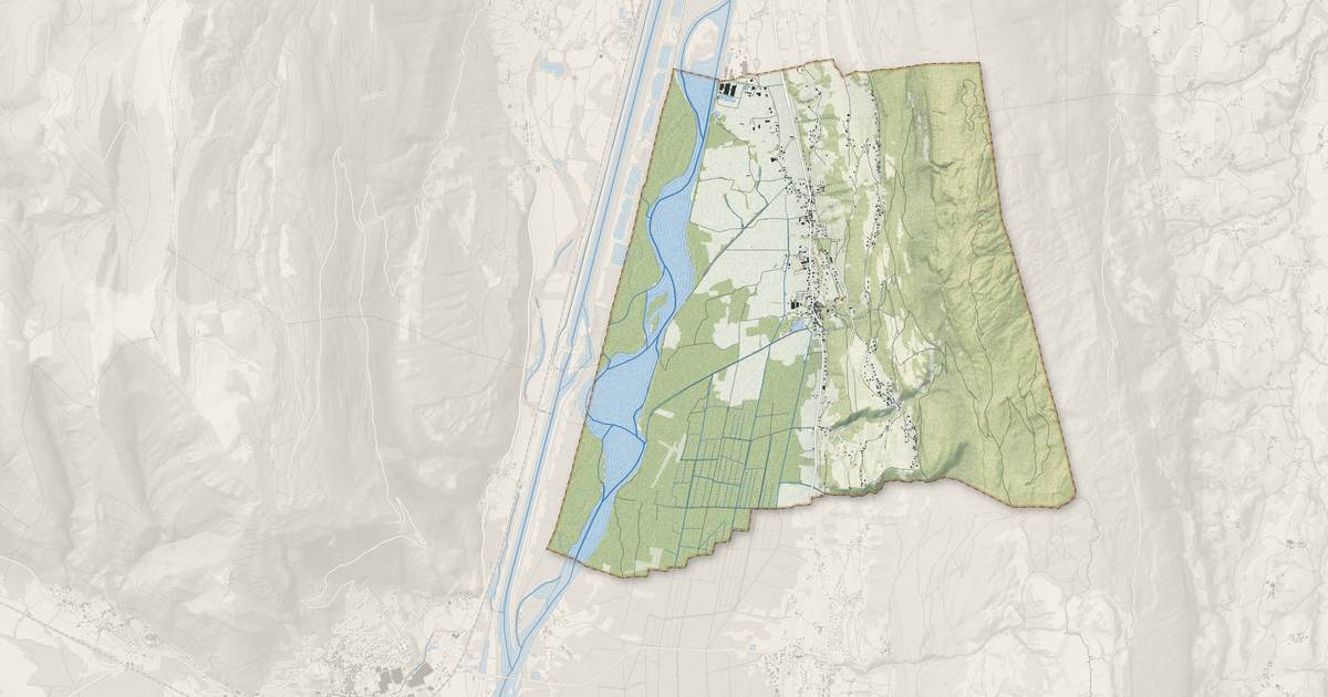 Portrait cartographique de Serrières-en-Chautagne : relief, eau, forêts, bâti et voies, calculés à partir des données de l'IGN