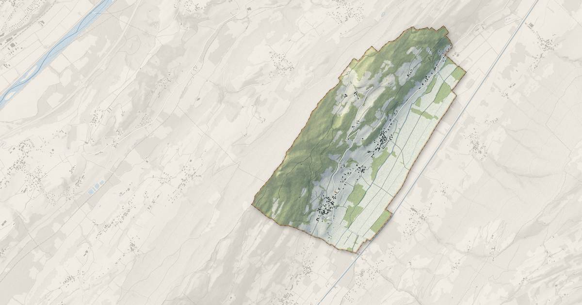 Portrait cartographique de La Trinité : relief, eau, forêts, bâti et voies, calculés à partir des données de l'IGN