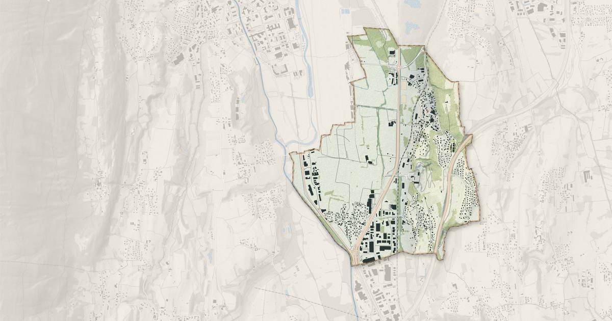 Portrait cartographique de Voglans : relief, eau, forêts, bâti et voies, calculés à partir des données de l'IGN