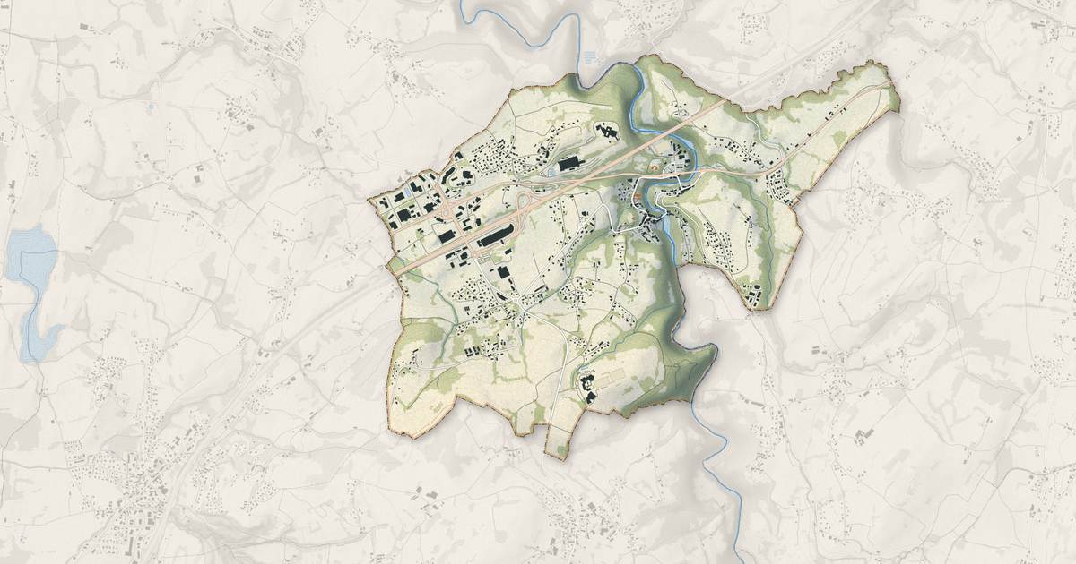 Portrait cartographique de Alby-sur-Chéran : relief, eau, forêts, bâti et voies, calculés à partir des données de l'IGN