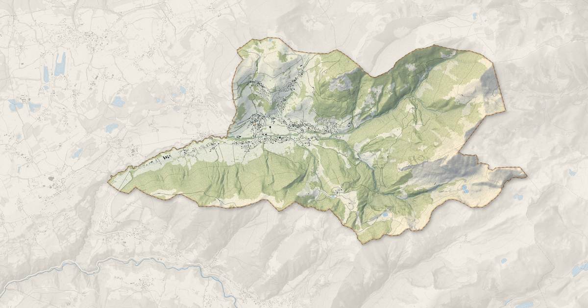 Portrait cartographique de Bernex : relief, eau, forêts, bâti et voies, calculés à partir des données de l'IGN
