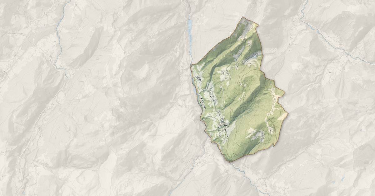 Portrait cartographique de Le Biot : relief, eau, forêts, bâti et voies, calculés à partir des données de l'IGN