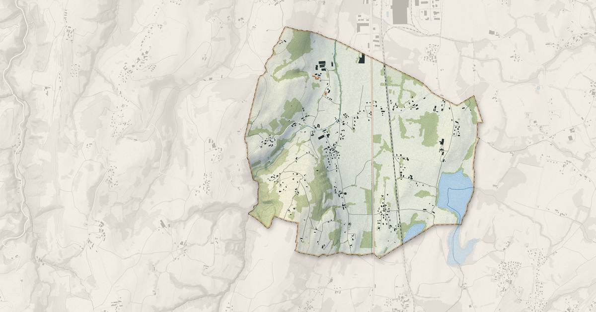 Portrait cartographique de Bloye : relief, eau, forêts, bâti et voies, calculés à partir des données de l'IGN