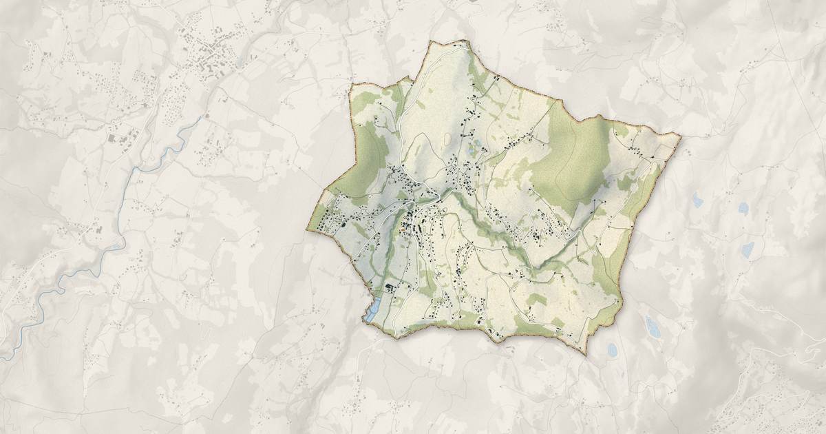 Portrait cartographique de Bogève : relief, eau, forêts, bâti et voies, calculés à partir des données de l'IGN