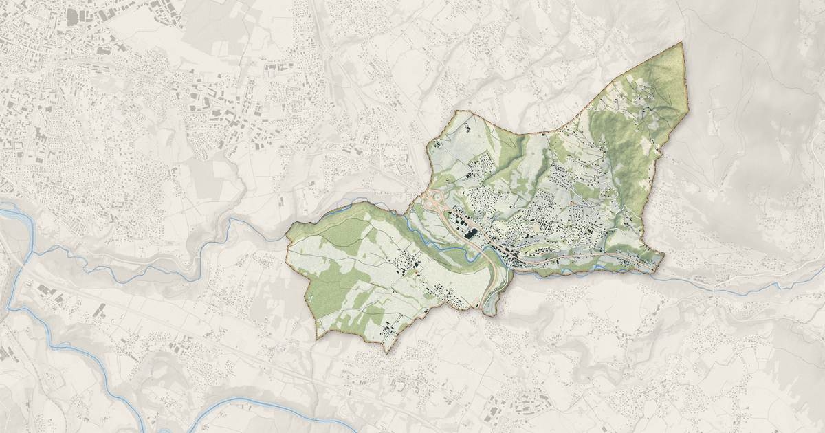 Portrait cartographique de Bonne : relief, eau, forêts, bâti et voies, calculés à partir des données de l'IGN