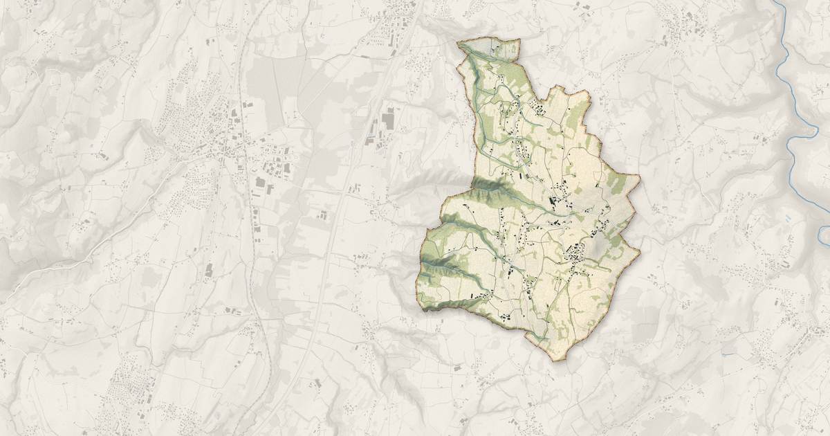 Portrait cartographique de Chainaz-les-Frasses : relief, eau, forêts, bâti et voies, calculés à partir des données de l'IGN