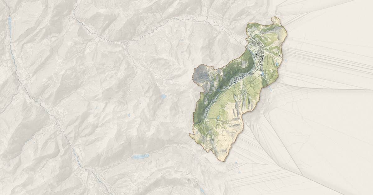 Portrait cartographique de Châtel : relief, eau, forêts, bâti et voies, calculés à partir des données de l'IGN