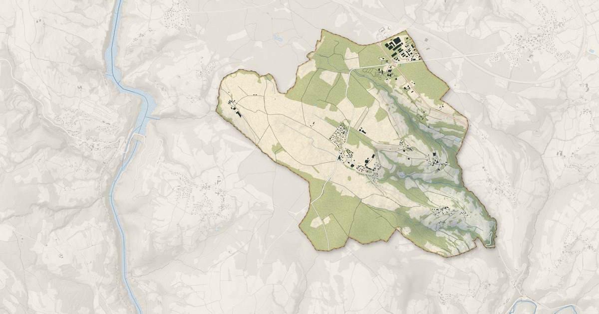 Portrait cartographique de Chêne-en-Semine : relief, eau, forêts, bâti et voies, calculés à partir des données de l'IGN