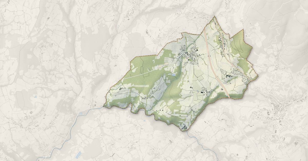 Portrait cartographique de Copponex : relief, eau, forêts, bâti et voies, calculés à partir des données de l'IGN