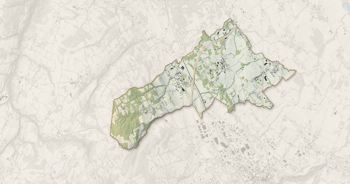 Portrait cartographique de Cornier : relief, eau, forêts, bâti et voies, calculés à partir des données de l'IGN
