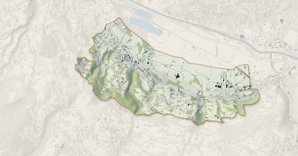 Portrait cartographique de Domancy : relief, eau, forêts, bâti et voies, calculés à partir des données de l'IGN