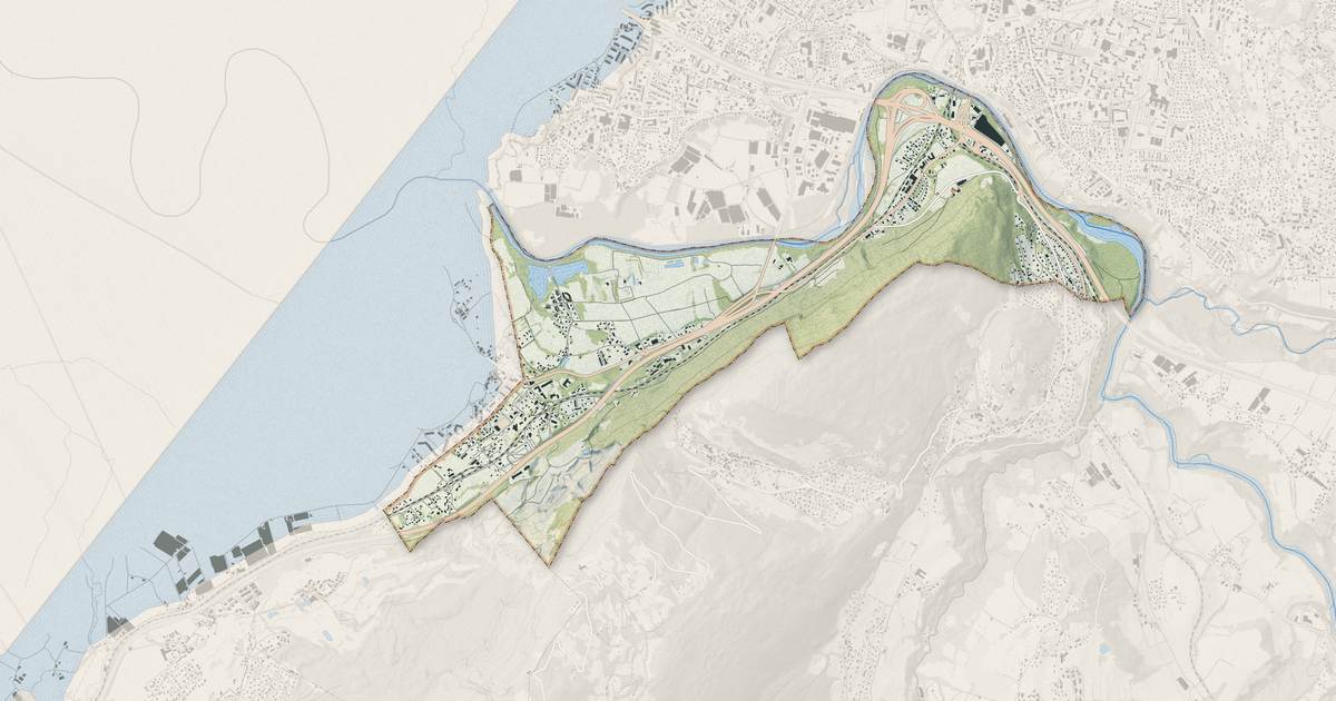 Portrait cartographique de Étrembières : relief, eau, forêts, bâti et voies, calculés à partir des données de l'IGN